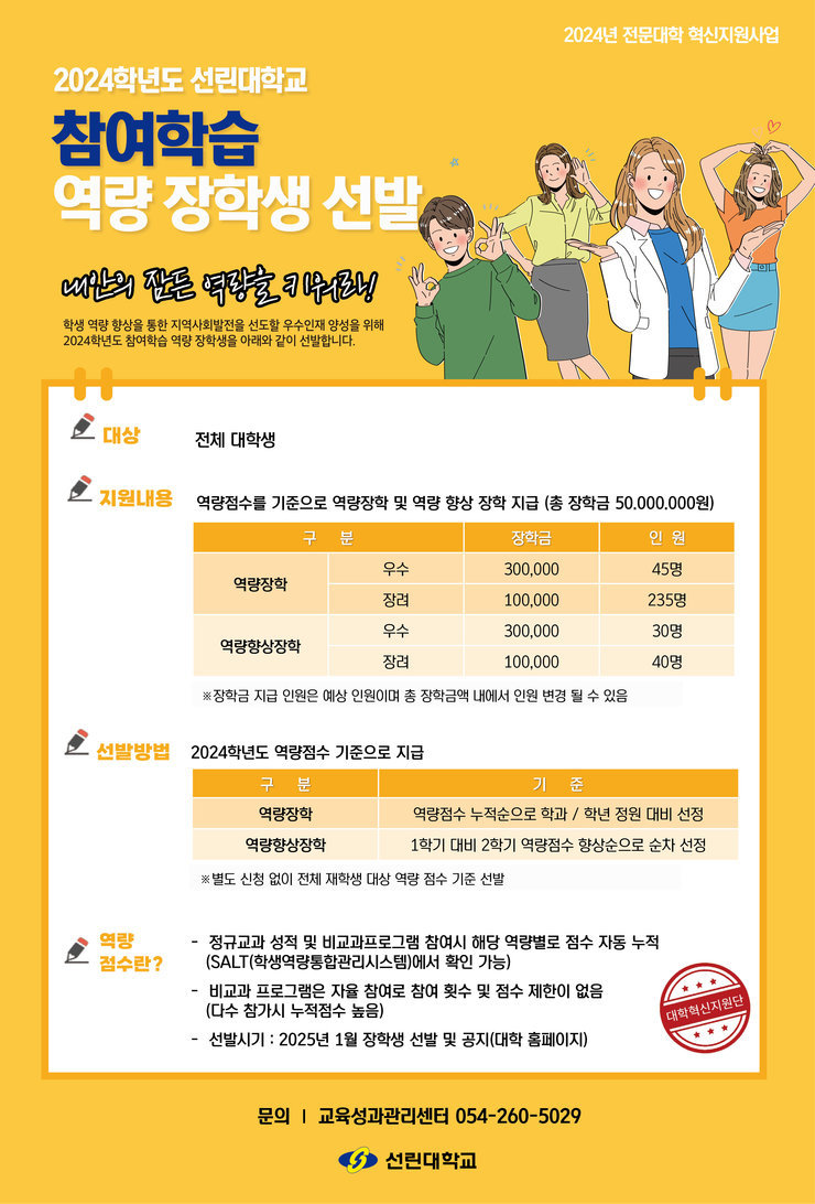 2024학년도 참여학습 역량 장학 포스터